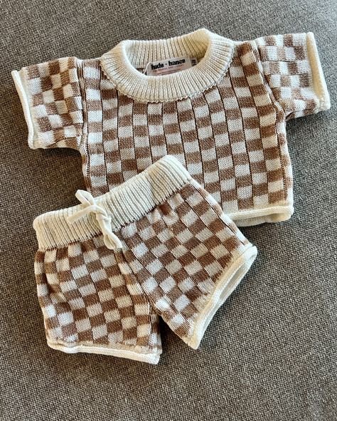 Knit Checkered Short Set - 5T Bb Style, Baby Fits, Boy Fits, Lil Baby, Boy Mom, Neutral Baby, Baby Boutique, Short Set