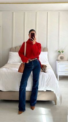 Red Dress Autumn Outfit, Ootd Frio Casual, Mom Outfits Spring, Dinner Outfit Casual, Skandinavian Fashion, Populaire Outfits, Elegante Casual, Trendy Fall Outfits, Going Viral