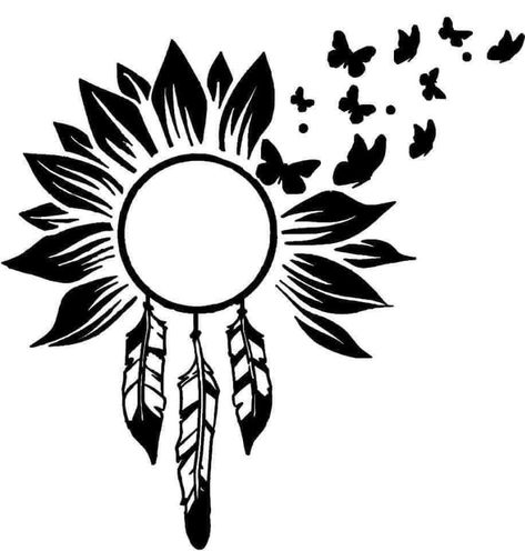 Diy Vinyl Projects, Optical Illusion Tattoo, Native Tattoos, Sunflower Drawing, Cricut Stencils, Sketch Tattoo Design, Sunflower Tattoos, Black And White Art Drawing, Image Svg