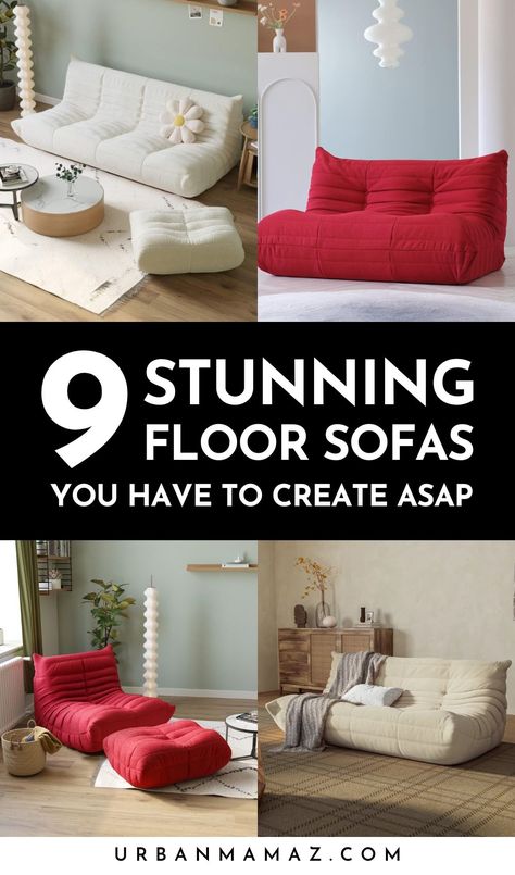 Looking for stunning floor sofas you have to create ASAP? Check out this ultimate list of 9 best floor sofas to elevate your space. Floor Seating Bedroom Ideas, Fireplace Floor Seating, Diy Floor Couch, Floor Seating Ideas, Floor Sofas, Floor Couch, Fireside Chairs, Seating Ideas, Floor Sitting