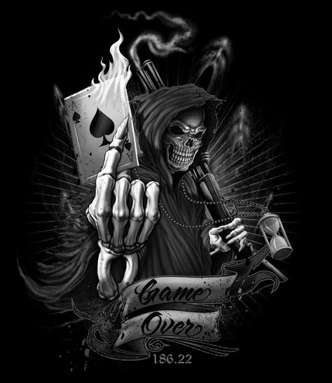 Ace of spades Ghost Rider Wallpaper, Don't Fear The Reaper, Grim Reaper Tattoo, Reaper Tattoo, Grim Reaper Art, Skull Pictures, Raider Nation, Skull Artwork, Chicano Art