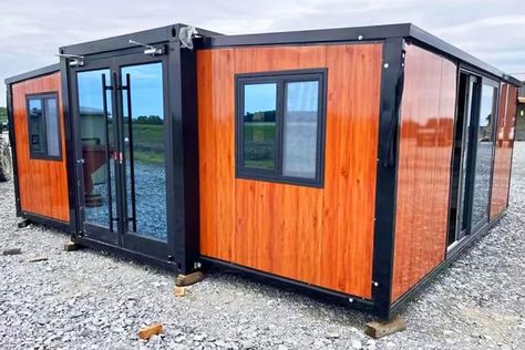 Yes, You Can Buy a Tiny House with Electric Wiring Already Installed at Amazon Folding House, Shed Tiny Home, Modular Homes For Sale, Guard House, House Shed, Trailer Home, Outdoor Sheds, Casa Container, Prefabricated Houses