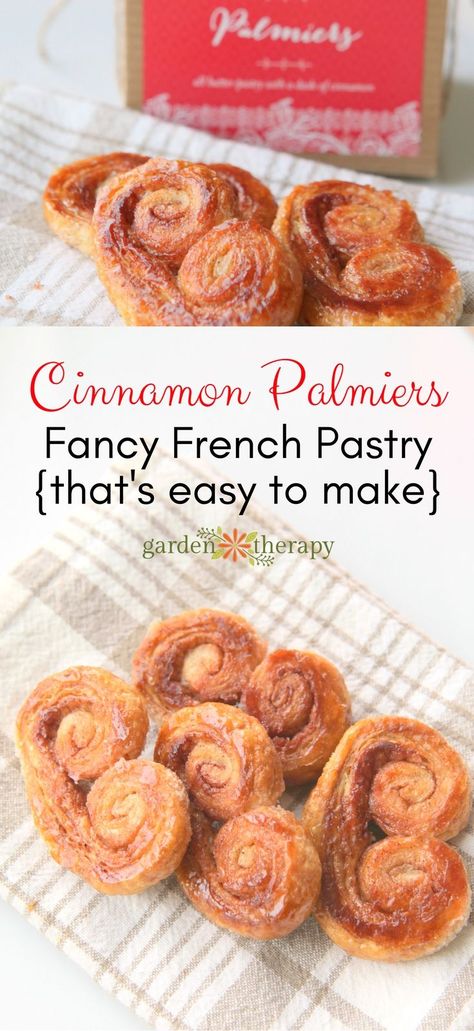 Cinnamon Palmiers, Palmiers Recipe, French Pastries Recipes, Dollar Store Diy Christmas, Pastries Recipes Dessert, Puff Pastry Desserts, Garden Therapy, French Pastry, French Desserts