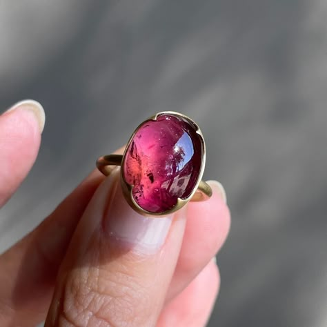 Gabriella Kiss Ring, Pink Oval Tourmaline Jewelry, Luxury Pink Tourmaline Rings, Luxury Tourmaline Cabochon Rings, Pink Tourmaline Cabochon Ring, Pink Tourmaline Ring, Dope Jewelry, Bridal Gold Jewellery, Jewelry Lookbook