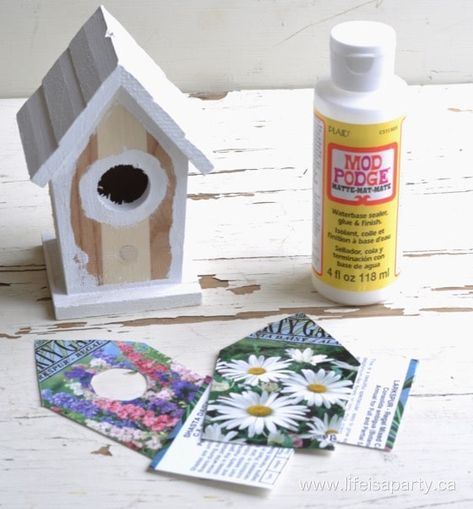 Make A Fairy Garden, Fairy Party Decorations, Fairy Garden House, Make A Fairy, Recycled Garden Art, Bird Houses Ideas, Bird Houses Ideas Diy, Mod Podge Crafts, Bird House Kits