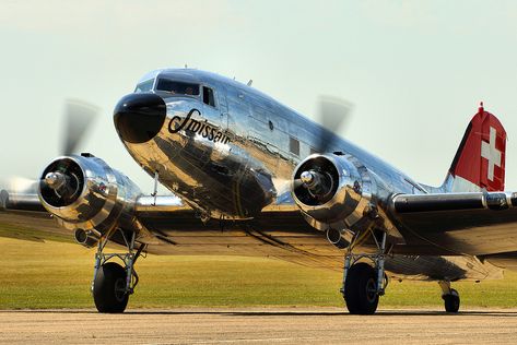 DC-3 - Flying Legends Duxford 2015 | Airwolfhound | Flickr Douglas Dc3, Vintage Airline Ads, Douglas Aircraft, Airplane Flight, Swiss Air, Plane And Pilot, Passenger Aircraft, Vintage Planes, Soft Face