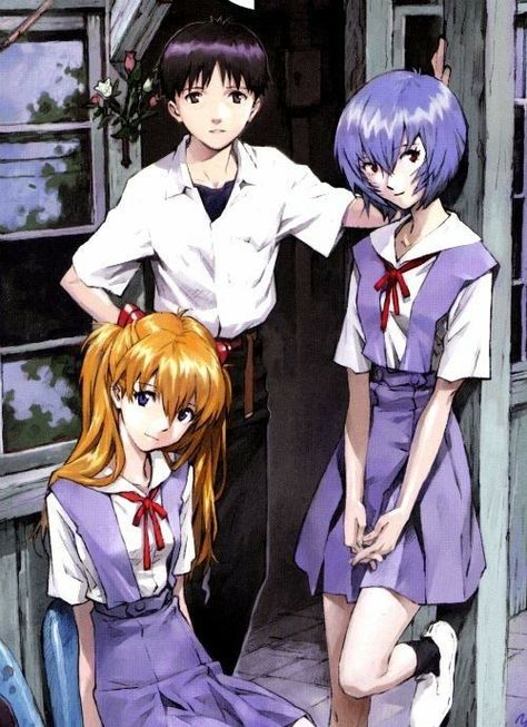 Evangelion: Ayanami Rei, Shinji Ikari, Soryu Asuka Langley Anime Babies, Fan Art Anime, Asuka Langley Soryu, Evangelion Art, Neon Evangelion, Asuka Langley, Anime Board, Rei Ayanami, Japanese School