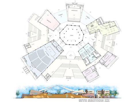 Cultural Centre Plan, Library Floor Plan Architecture, Cultural Center Architecture Concept, Community Center Floor Plan, Cultural Centre Architecture, Community Centre Design, Library Floor Plan, Cultural Center Architecture, Interpretation Centre