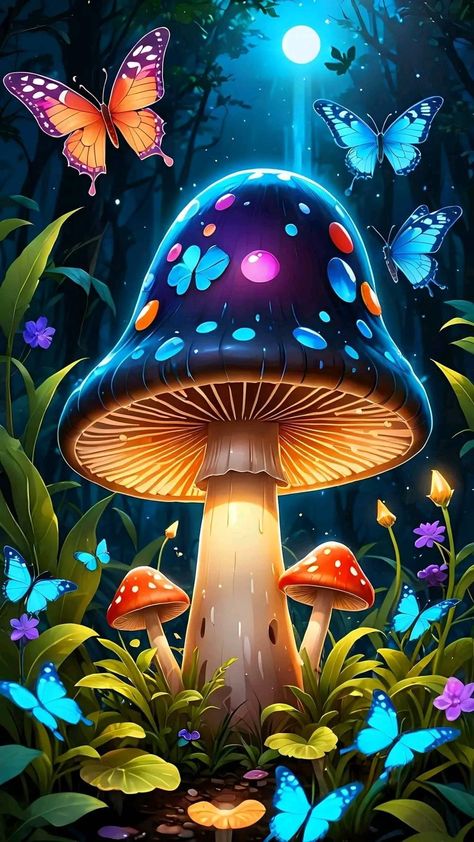 Mushroom Screensaver, Mushrooms Art, Mushroom Wallpaper, Mushroom Pictures, Android Wallpaper Art, Mushroom Drawing, Psychadelic Art, Unicorn Wallpaper, Music Painting