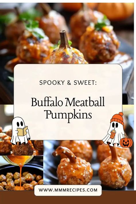 Buffalo Meatball Pumpkins: The Ultimate Halloween Party Treat Halloween Meatballs, Buffalo Meatballs, Halloween Snack Mix, Halloween Party Treats, Festive Appetizers, Appetizer Meatballs, Halloween Party Snacks, Dog Treats Homemade Recipes, Fall Gathering