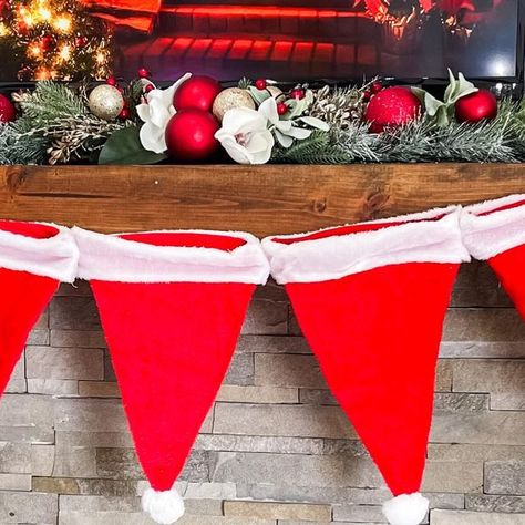 The Cozy Christmas Cottage on Instagram: "DIY Dollar Tree Santa Hat Garland 🎄Follow for more Dollar Tree Christmas DIYs and ideas! @thecozychristmascottage @thecozychristmascottage @thecozychristmascottage #dollartree #dollartreechristmas #christmas #christmas2023 #dollartreediy #dollartreefinds #dollartreecrafts #santa #santahat #christmascraft #thecozychristmascottage" Santa Hat Garland, Cozy Christmas Cottage, Hat Garland, Diy Santa Hat, Tree Santa, Christmas Cottage, Dollar Tree Finds, Dollar Tree Christmas, Diy Hat