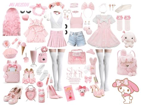 Sanrio my melody inspired pink fashion set. Discover outfit ideas for everyday made with the shoplook outfit maker. How to wear ideas for Amazon.com: eyelashes: Clothing, Shoes and Hair Scrunchies | 172* My Melody Outfit Aesthetic, My Melody Themed Outfit, My Melody Clothing, Kawaii Outfit Board, Kuromi And My Melody Outfits, My Melody Aesthetic Outfit, Sanrio Themed Outfits, My Melody Inspired Outfit, My Melody Halloween Costume