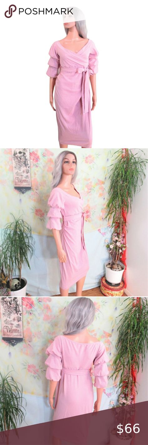 NEW Boohoo Maternity Crepe  Dusty Pink Puff Sleeve Midi Boohoo Maternity, Pretty Pregnant, Asos Maternity, Tea Garden, Garden Office, Fashion Deals, Maternity Dresses, Empire Waist, Waist Tie