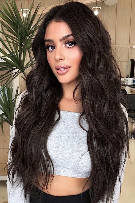 Invisible Wire Hair Extensions with Transparent Headband Adjustable Size 4 Secure Clips Black Long Wavy Hairpiece 20 Inch for Women Middle Part Curly Wig, Curly Extensions, Wavy Wigs, Black Hair Extensions, Hairpieces For Women, Wholesale Hair, Natural Waves, Brown Wig, Curly Wig