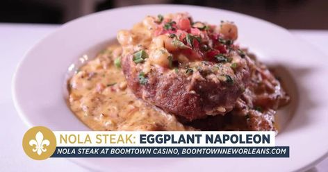 If you’re in the mood for seafood, this Eggplant Napoleon offers a variety with a spicy seafood cream sauce, shrimp and crab. Seafood Cream Sauce, Eggplant Napoleon Recipe, Eggplant Napoleon, Napoleon Recipe, Shrimp Cream Sauce, Napoleons Recipe, Liquid Butter, Crab And Shrimp, Eggplant Rolls