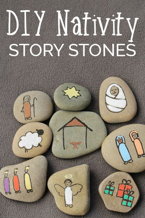 Create your own Nativity Story Stones to help children understand the true meaning of Christmas. These simple stones are easy to make. via @rainydaymum Nativity Story Stones, The True Meaning Of Christmas, Nativity Story, Diy Nativity, Christ Centered Christmas, Story Stones, The Nativity Story, Christmas Rock, Church Crafts