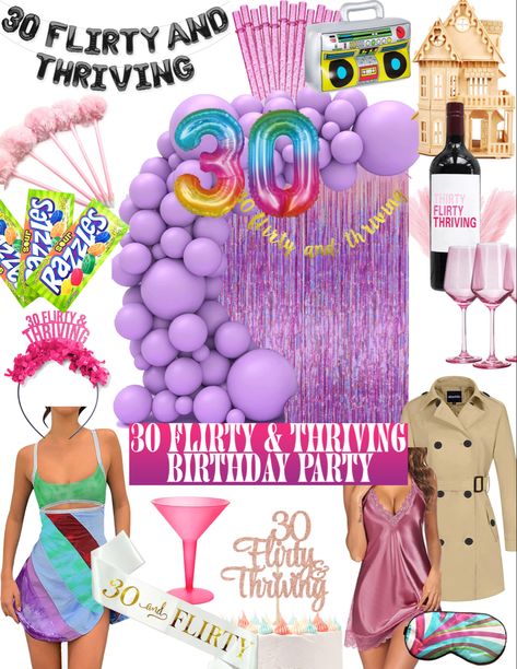 Click to shop Thirty And Flirty And Thriving 30th Birthday Parties, 30 Flirty And Thriving Party Decorations, 30 And Flirty And Thriving, 1993 Birthday Party Theme, Y2k 30th Birthday, 1993 Party Theme, Thirty Flirty And Thriving Party Ideas, 13 Going 30 Party, 13 Going On 30 Party Theme