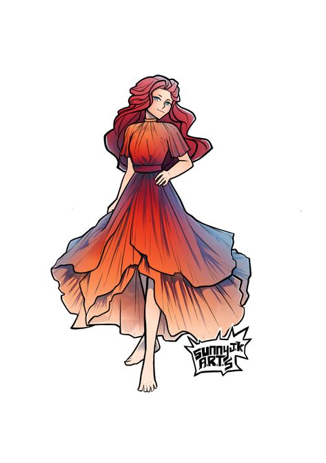 Dress In Wind Drawing, Flowy Dress Reference Drawing, Flowy Dress Drawing, Sleeve Reference, Wind Drawing, Dress Reference, Doddle Art, Art Final, Curly Hair Drawing