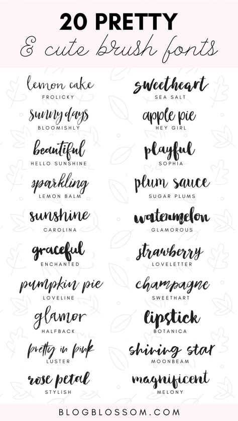 Love pretty and cute fonts? Here are 20 of the best brush fonts for commercial use that are perfect to use for any blog, business, or brand.  You can use these on a ton of different designs such as logos, printables, wedding invitations, and so much more. | font design | branding | graphic design | blog tips | blogging tips | blog design | handwritten fonts | feminine | elegant fonts Copy And Paste Fonts, Free Cursive Fonts, Font Brush, Bubble Letter Fonts, Font Bubble, Parlor Room, Circuit Crafts, Blog Font, Key Tattoos