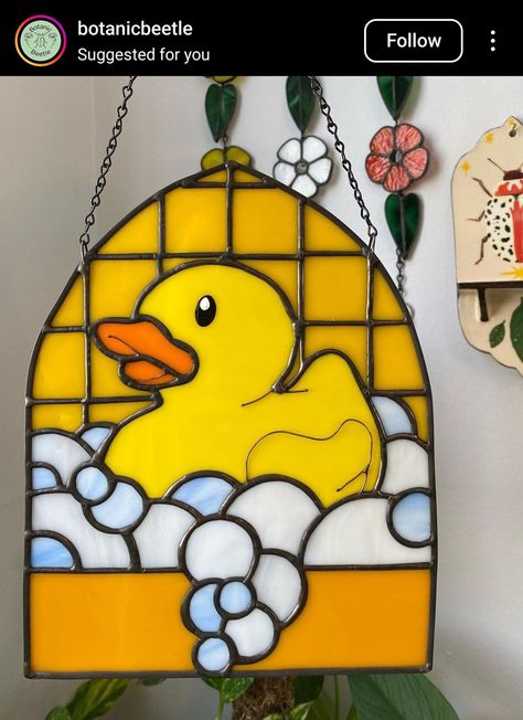 Nursery Stained Glass Ideas, Stained Glass Goldfish, Stained Glass Mallard Duck, Stained Glass Rubber Duck, Turtle Stained Glass Suncatcher, Stained Glass Gifts, Glass Gifts, Stained Glass, Stain