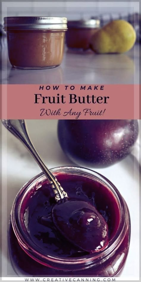 Diy Fruit Preserves, Fruit Butter Recipes, Simple Canning, Homemade Apple Butter Recipe, Pear Butter Recipe, Fruit In Jars, Canning Fruit Recipes, Canning Recipes For Beginners, Preserve Fruit