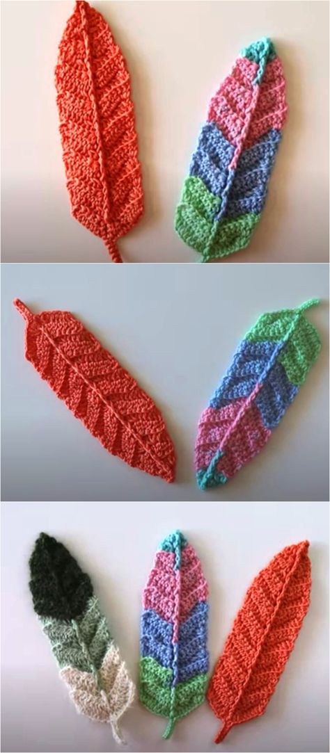 Crochet Feather Pattern, Crocheted Feathers, Crochet Feathers Free Pattern, Hippie Crochet Patterns Free, Crochet Room, Crochet Reversible, Crochet Shapes, Crocheted Gifts, Crochet Patterns Ideas