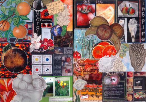 An exciting double page spread that combines found image and own work. Natural Forms Gcse, Sketchbook Layout, Natural Form Art, Books Ideas, Gcse Art Sketchbook, A Level Art Sketchbook, Theme Nature, Sketch Books, Fruit Vegetables