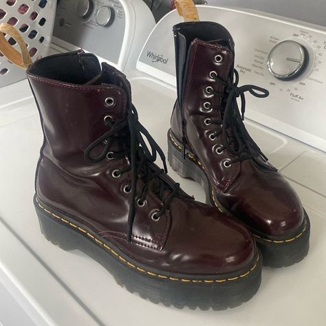 burgundy platform docs! Platform Docs, Dr Martens Shoes, Martens Shoes, Staple Pieces, Size 10, Plus Fashion, Fashion Trends, Fashion Tips, Clothes Design