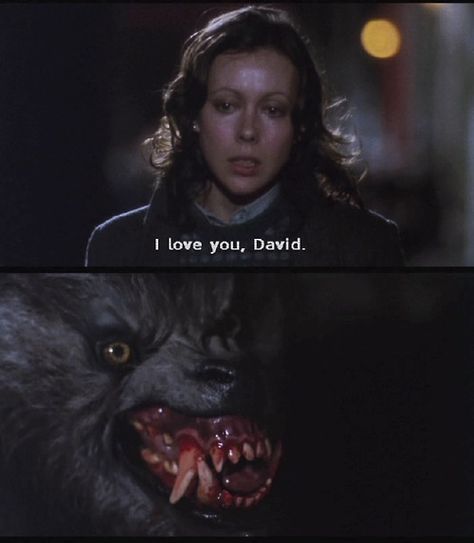 From American Werewolf in London, 1981.  1981 was a good year for Beauty and Beast films.  This groundbreaking horror blended humour and fairytale with incredible effects for the time.  AWIL absolutely went for the connection between beauty and the beast. Jenny Agutter, An American Werewolf In London, Werewolf In London, American Werewolf In London, Spooky Movies, Film Genres, Werewolf Art, Famous Monsters, Howl At The Moon