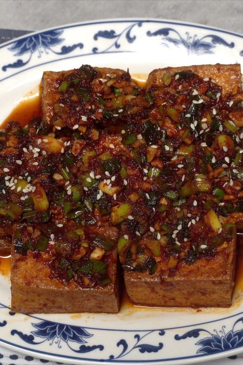 Simple braised tofu (Dubu Jorim) is tender, juicy and full of delicious flavors. Dubu Jorim, Braised Tofu, Steak, Juice, Cooking Recipes, Meat