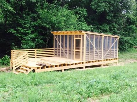 Diy Campground Ideas, Camp Platform, Camping Platform, Tent Platform, Eastern North Carolina, Sleep Under The Stars, Tent Living, Screen House, Backyard Camping