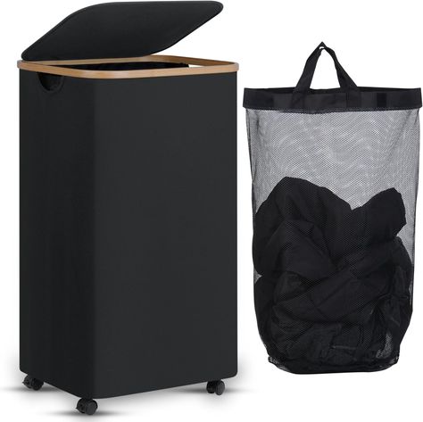 Laundry Basket with Wheels Black Laundry Basket, Grey Laundry Basket, Laundry Basket On Wheels, Black Laundry, Rolling Laundry Basket, Laundry Basket With Lid, Laundry Hamper With Lid, Laundry Cart, Collapsible Laundry Basket