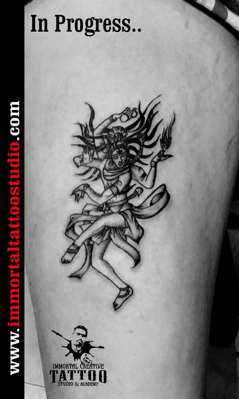 Nataraja (Lord Shiva) !! Average Size... Still in Progress!!   #Unique #om #nataraja #lord #shiva #Art #Indore at Immortal Creative Tattoo Studio #Indore #Dina-Karan ur views, Comments and shares would be Appreciated!!  CONTACT: 🔹 Private message on Facebook  📩 Email: karanarul2010@gmail.com  📞 Call the Studio: 0731-4222237 www.immortaltattoostudio.com Nataraj Tattoo, Nataraja Tattoo Design, Nataraja Tattoo, Angel Wings Drawing, Back Images, Tattoo On Back, Wings Drawing, Shiva Tattoo, Back Of Shoulder Tattoo