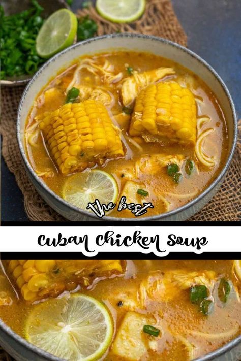 Caribbean Chicken Soup Recipes, Cuban Chicken Noodle Soup, Spanish Chicken Noodle Soup, Latin Chicken Soup, Carribean Chicken Soup, Chicken Wings Soup, Roasted Chicken Soup Recipe, Dominican Chicken Soup, Cuban Chicken Soup Recipes