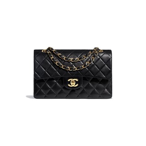 Lambskin & Gold-Tone Metal Black Classic Handbag | CHANEL Chanel Classic Medium Flap, Chanel Classic Medium, Moda Chanel, Mode Chanel, Chanel Store, Fall Handbags, Chanel Official, Chanel Official Website, Couture Mode