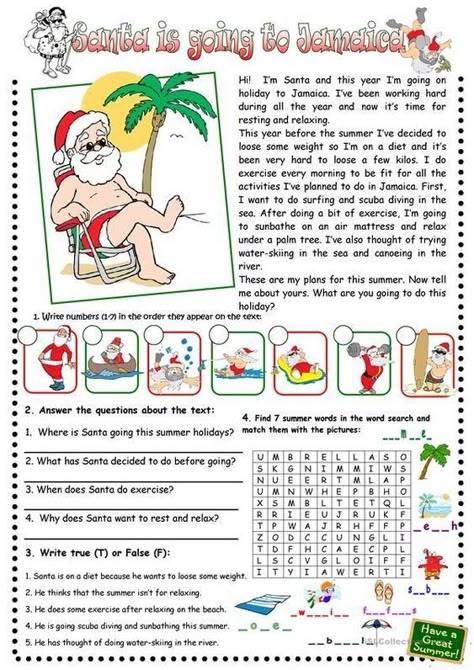 Holiday Reading Comprehension, Holiday Reading List, French Adjectives, Free Reading Comprehension Worksheets, Christmas Puzzles, Esl Reading, Holiday Worksheets, Reading Comprehension Lessons, Christmas Reading