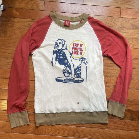 90s hysteric glamour “try it you’ll like it” sweater... - Depop Hysteric Glamour Sweater, Hysteric Glamour 90s, English Memes, Hysteric Glamour, Sweater Fits, Cute Sweater, Cute Sweaters, Try It, Women's Sweater