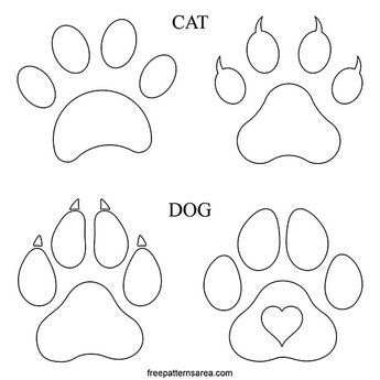 Printable Paw Print PDF Outline Template Cat Paw Template Free Printable, Paw Print Coloring Pages, Dog Paw Drawing Easy, Cat Paw Print Drawing, Cat Paw Outline, Paw Print Outline Tattoo, Dog Paws Drawing, Paw Print Tattoo Design, Dog Paw Stencil