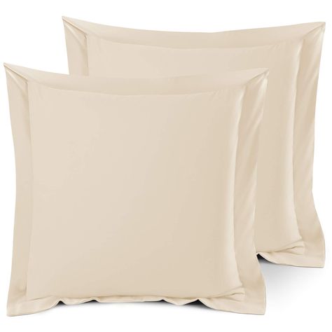 PRICES MAY VARY. Microfiber SOFT PILLOW SHAMS: Our pillow shams are woven from the highest quality microfiber material, double brushed on both sides for ultimate softness and comfort. Lightweight, and cool to the touch, our luxuriously soft pillow shams will create a serene sleeping experience, leaving you feeling refreshed and rejuvenated. EURO SIZE: 2-piece set includes two pillow shams. Euro size pillow shams measure 26” x 26” with a 1.5” decorative flange and back overlap envelope closure fo 26x26 Pillows On Bed, Cream Pillow Case, Large Euro Pillows On Bed, Montara Pillow, Bed Pillow Sizes, King Pillows, Euro Pillow, Bed Pillow, Euro Pillow Shams