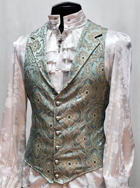 Fairy Suits For Men, Fancy Green Outfits Men, Fantasy Tuxedo Male, Victorian Vest Mens, Enchanted Forest Suit For Men, Enchanted Garden Prom Suit, Elven Wedding Suit Men, Enchanted Forest Male Outfit, Fancy Suits Men