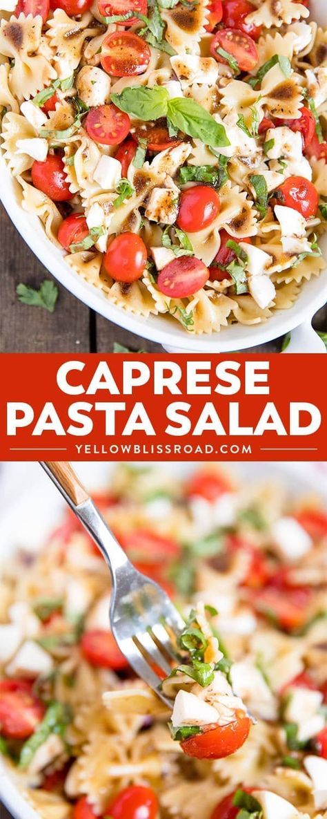 My Caprese Pasta Salad is he perfect spring pasta salad with tender pasta, juicy tomatoes, chunks of fresh Mozzarella and a tangy Balsamic Vinaigrette. #dinner #sidedish #pastasalad Caprese Pasta Salad Recipes, Spring Pasta Salad, Spring Pasta, Caprese Pasta Salad, Caprese Pasta, Salad Meal Prep, Salad Pasta, Juicy Tomatoes, Pasta Salad Recipes