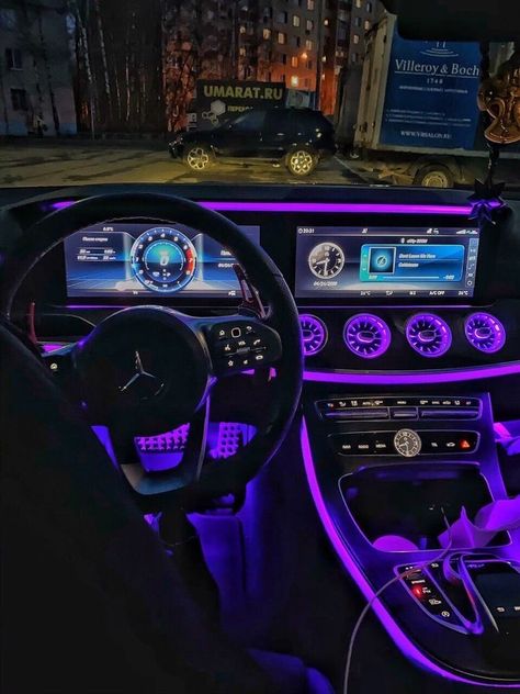 Car Led Lights Interiors, Purple Jeep, Mercedes Interior, Audi Interior, Dream Cars Mercedes, Purple Car, Luxury Car Interior, Dream Cars Jeep, Lux Cars