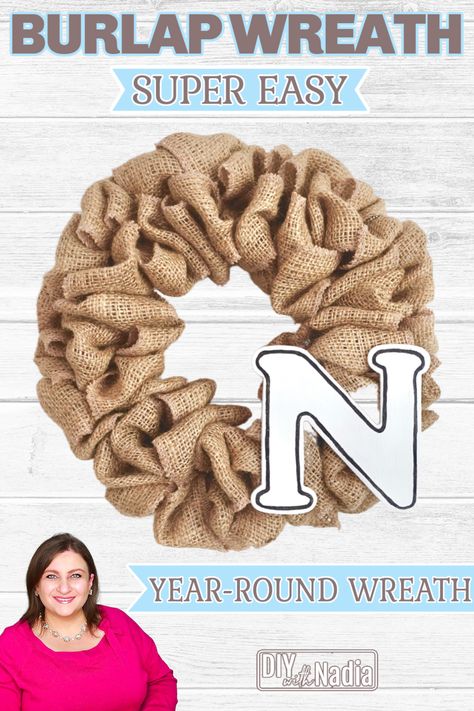 Burlap And Tulle Wreath Diy, Diy Burlap Wreath Tutorial, Burlap Bubble Wreath, Easy Burlap Wreath, Burlap Ribbon Wreaths, Ribbon Wreath Diy, Burlap Wreath Tutorial, Burlap Mesh Wreath, Burlap Wreath Diy