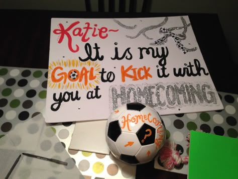 Hoco Poster Ideas Soccer, Soccer Homecoming Proposal Ideas, Homecoming Proposal Ideas Soccer, Soccer Posters For Friends, Hoco Proposals Ideas Soccer, Soccer Homecoming Proposals, Homecoming Dance Proposal, Soccer Hoco Proposals Ideas, Girl Ask Guy