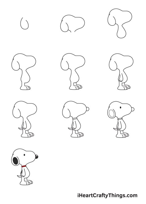 Draw Snoopy Step By Step, How To Draw Snoopy, Draw Snoopy, Easy Halloween Drawings, Snoopy Drawing, Snoopy Characters, Art For Kids Hub, Easy Disney Drawings, Easy Animal Drawings