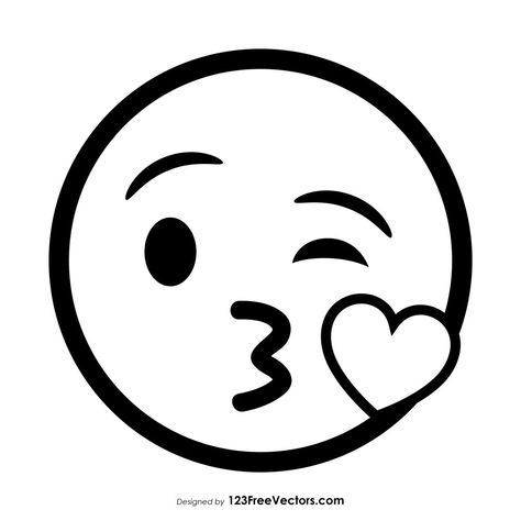 Smile Face Drawing Emoji, Kiss Emoji Faces, Kiss Outline, Kissy Emoji, Emoji Svg, Emoji Coloring Pages, Emoji Clipart, Kiss Emoji, Caricature Cartoon