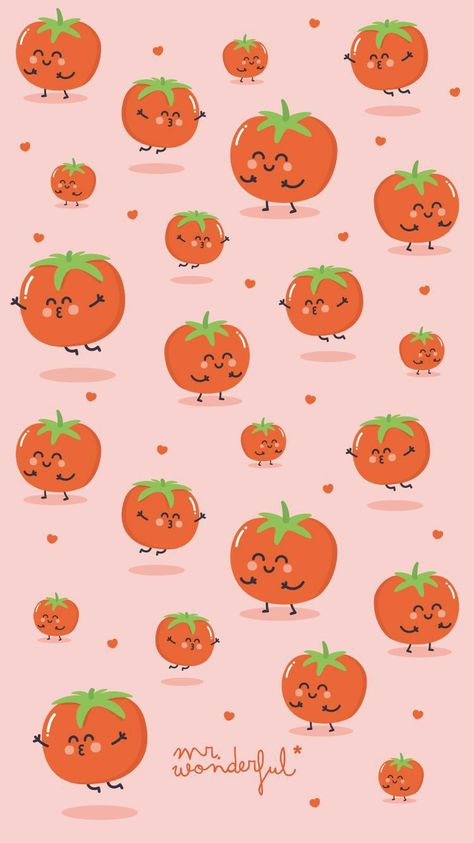 Tomato Wallpaper, Cute Tomato, Whatsapp Wallpaper, Mr Wonderful, Wallpaper Iphone Disney, Kawaii Doodles, Wallpapers Backgrounds, Simple Wallpapers, Summer Wallpaper