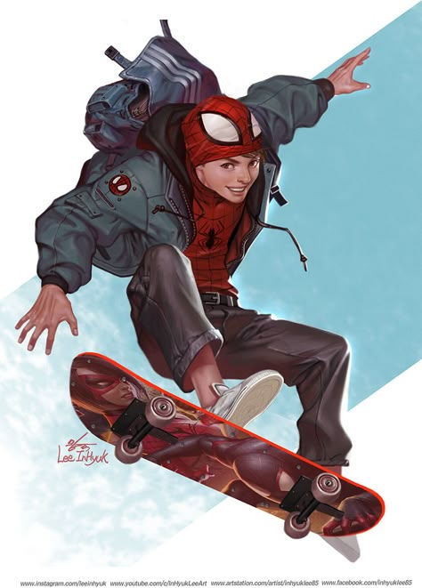 Inhyuk Lee, Marvel Comics Art, Skateboard Art, Spiderman Art, Amazing Spiderman, Art Poses, Peter Parker, Marvel Art, Comic Artist