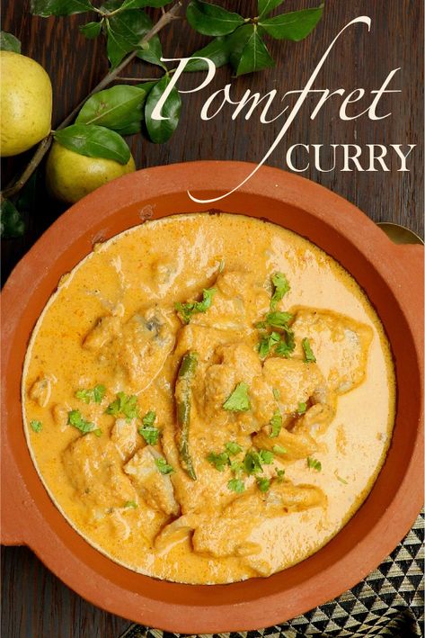 The coastal regions of India have an immensely rich repertoire of mouth-watering seafood dishes and one of the most delicious fish curry recipes is this easy Pomfret Curry from Maharashtra…super tasty recipe for you to try at home. #seafood #fish #curry #Pomfret #Coastal #India Pomphret Fish Recipe, Pomfret Fish Recipe, Pomfret Curry, Indian Seafood, Pomfret Fish, Seafood Meals, Fish Curry Recipe, Fish Curry, Tasty Recipe