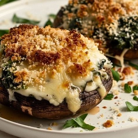 Easy Stuffed Portobello Mushrooms Recipe Chicken Florentine Casserole, Portabella Mushrooms Recipes, Stuffed Portabella, Portobello Mushroom Recipes, Portabella Mushrooms, Chicken Florentine, Stuffed Portabella Mushrooms, Cooking Challenge, Mushroom Recipes